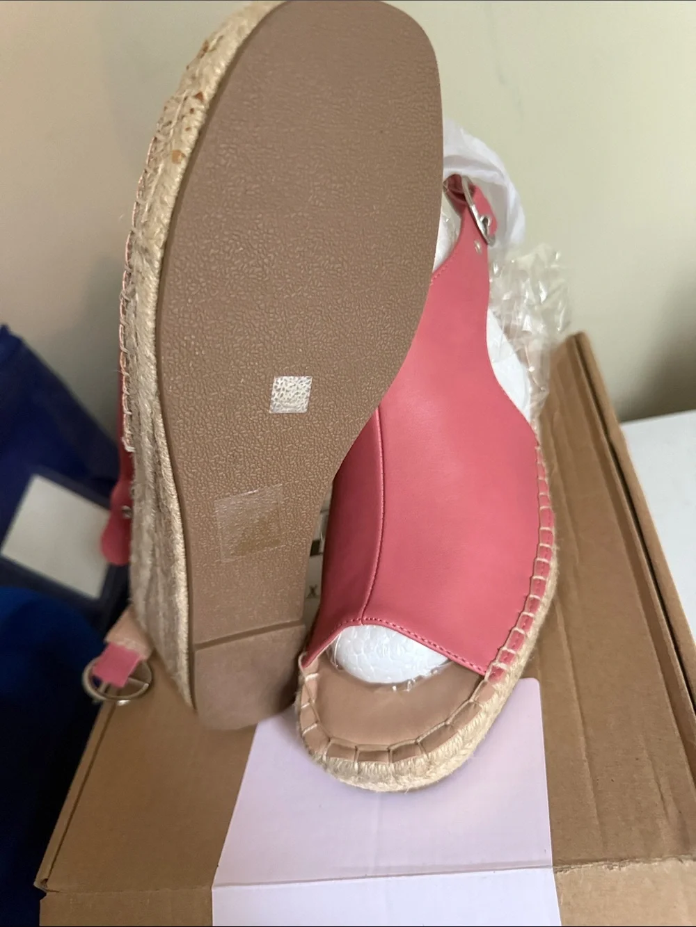 Journee Collection Coral Pink Espadrille Wedge Sandals
